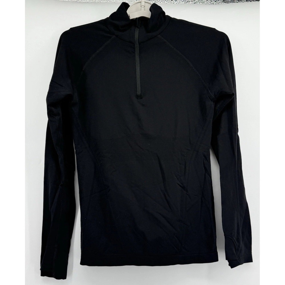 Athleta Momentum 1/2 Zip Top Black Sz Small Run Sport‎ Long Sleeve